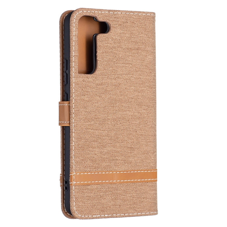 For Samsung Galaxy S22+ 5G Color Matching Denim Texture Leather Case with Holder & Card Slots & Wallet & Lanyard