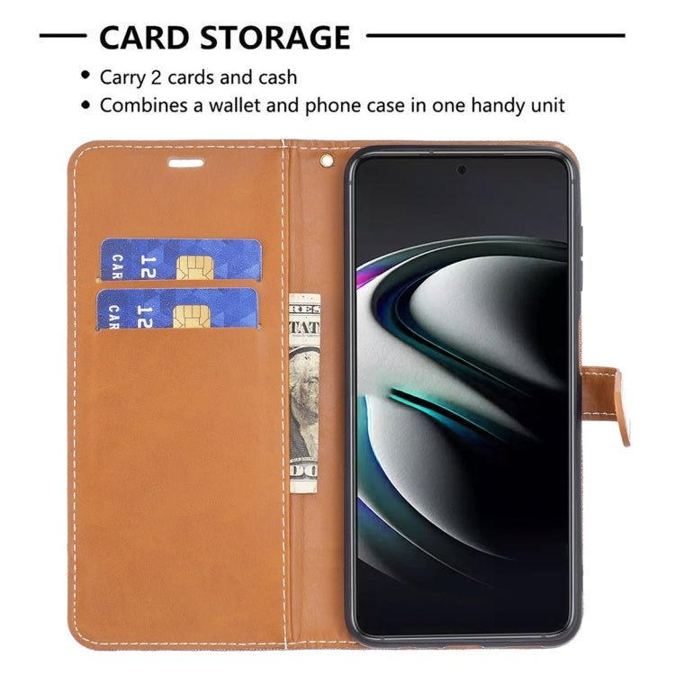 For Samsung Galaxy S22+ 5G Color Matching Denim Texture Leather Case with Holder & Card Slots & Wallet & Lanyard