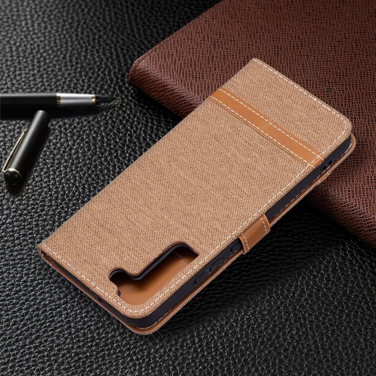 For Samsung Galaxy S22+ 5G Color Matching Denim Texture Leather Case with Holder & Card Slots & Wallet & Lanyard