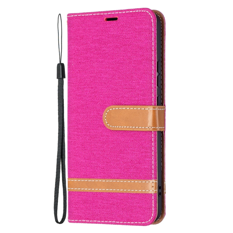 For Samsung Galaxy S22+ 5G Color Matching Denim Texture Leather Case with Holder & Card Slots & Wallet & Lanyard