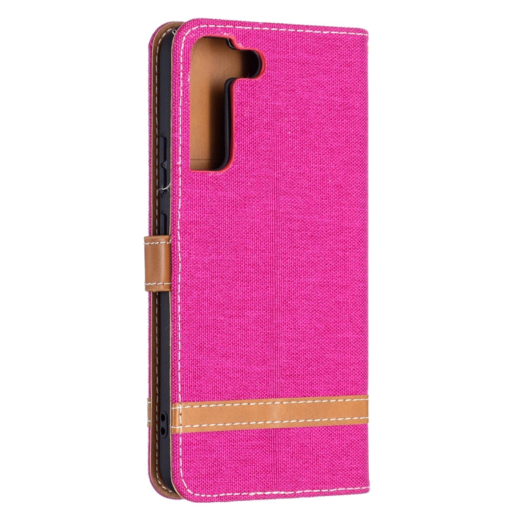 For Samsung Galaxy S22+ 5G Color Matching Denim Texture Leather Case with Holder & Card Slots & Wallet & Lanyard