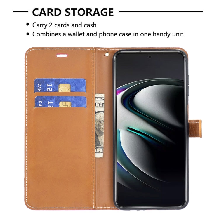For Samsung Galaxy S22+ 5G Color Matching Denim Texture Leather Case with Holder & Card Slots & Wallet & Lanyard