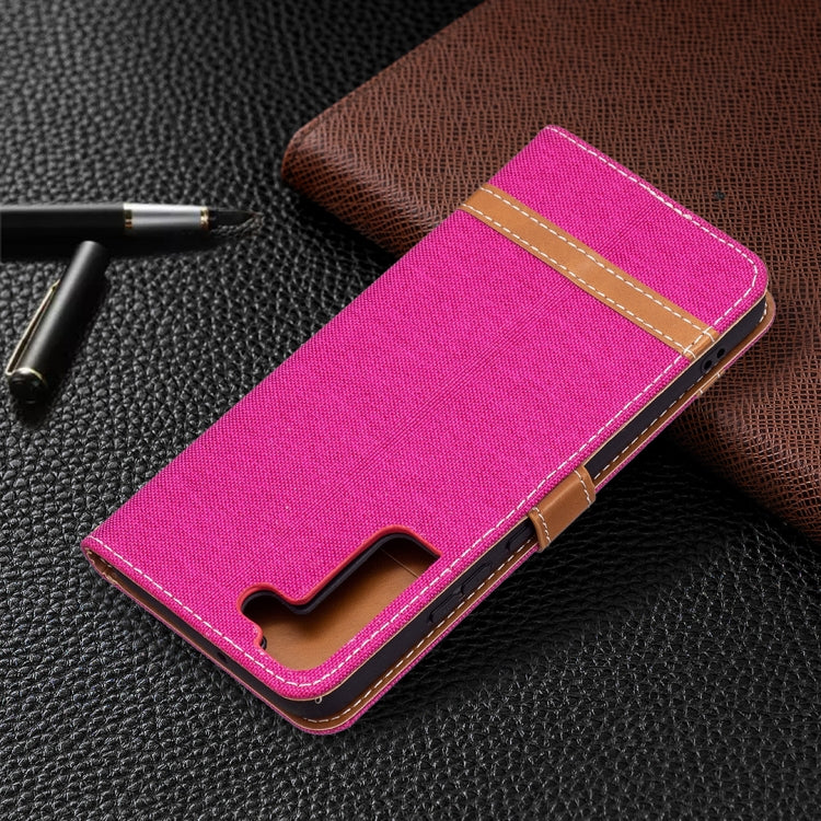 For Samsung Galaxy S22+ 5G Color Matching Denim Texture Leather Case with Holder & Card Slots & Wallet & Lanyard