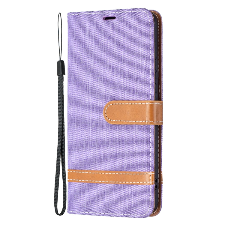 For Samsung Galaxy S22+ 5G Color Matching Denim Texture Leather Case with Holder & Card Slots & Wallet & Lanyard