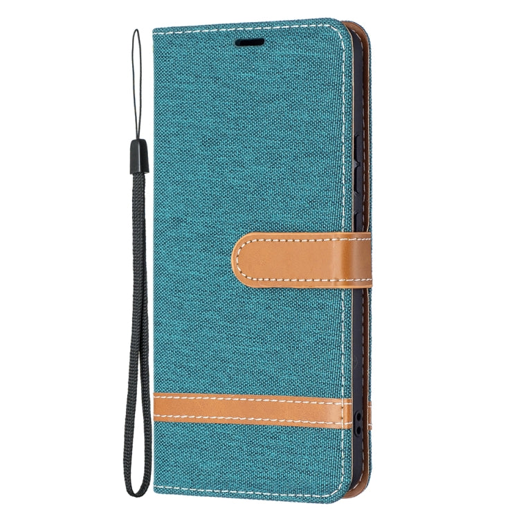 For Samsung Galaxy S22+ 5G Color Matching Denim Texture Leather Case with Holder & Card Slots & Wallet & Lanyard