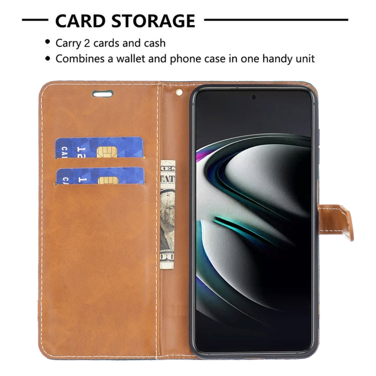For Samsung Galaxy S22+ 5G Color Matching Denim Texture Leather Case with Holder & Card Slots & Wallet & Lanyard