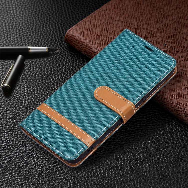 For Samsung Galaxy S22+ 5G Color Matching Denim Texture Leather Case with Holder & Card Slots & Wallet & Lanyard