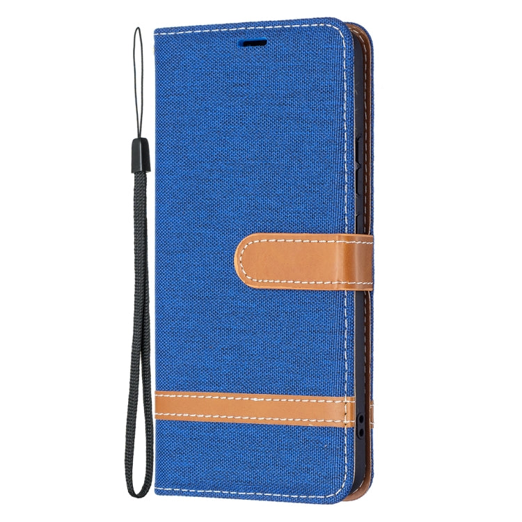 For Samsung Galaxy S22+ 5G Color Matching Denim Texture Leather Case with Holder & Card Slots & Wallet & Lanyard