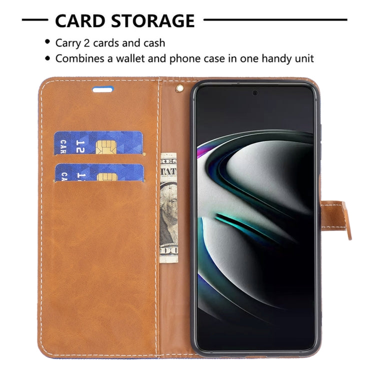 For Samsung Galaxy S22+ 5G Color Matching Denim Texture Leather Case with Holder & Card Slots & Wallet & Lanyard