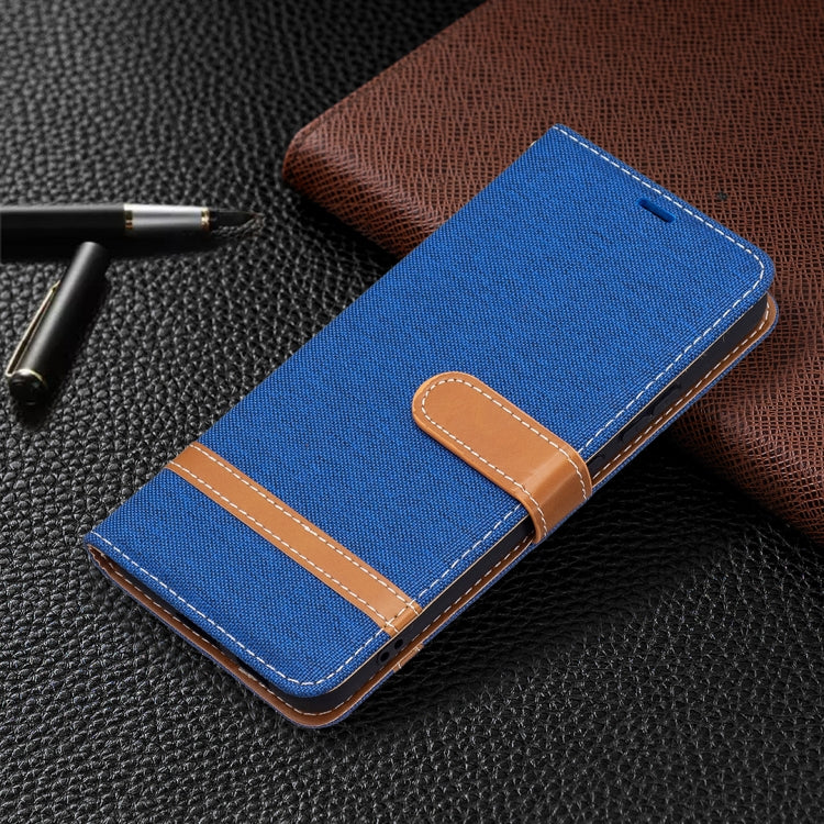 For Samsung Galaxy S22+ 5G Color Matching Denim Texture Leather Case with Holder & Card Slots & Wallet & Lanyard