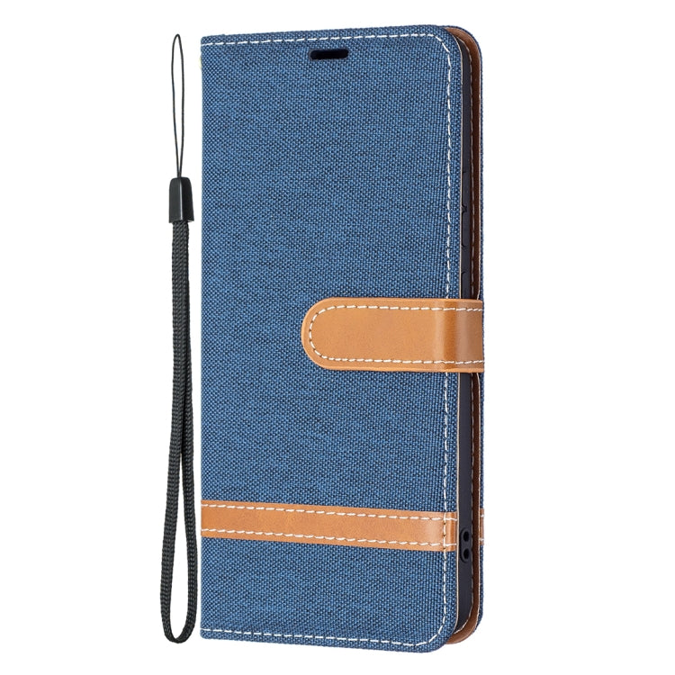For Samsung Galaxy S22+ 5G Color Matching Denim Texture Leather Case with Holder & Card Slots & Wallet & Lanyard