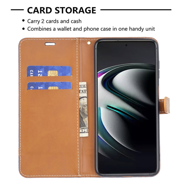 For Samsung Galaxy S22+ 5G Color Matching Denim Texture Leather Case with Holder & Card Slots & Wallet & Lanyard