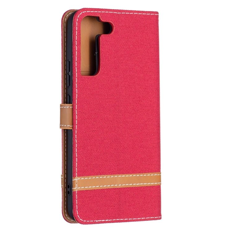 For Samsung Galaxy S22+ 5G Color Matching Denim Texture Leather Case with Holder & Card Slots & Wallet & Lanyard
