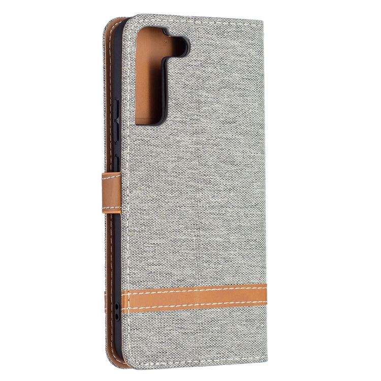 For Samsung Galaxy S22+ 5G Color Matching Denim Texture Leather Case with Holder & Card Slots & Wallet & Lanyard