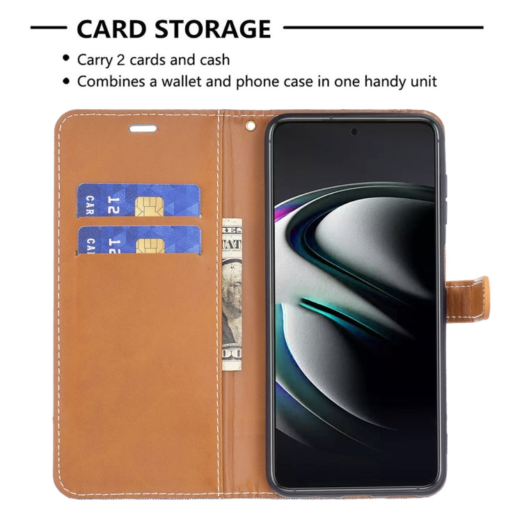 For Samsung Galaxy S22+ 5G Color Matching Denim Texture Leather Case with Holder & Card Slots & Wallet & Lanyard