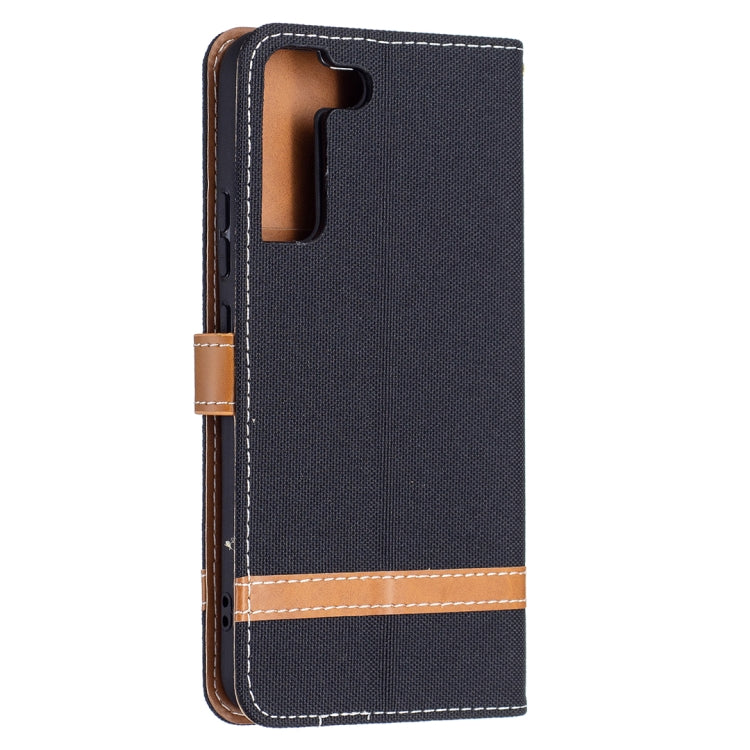 For Samsung Galaxy S22+ 5G Color Matching Denim Texture Leather Case with Holder & Card Slots & Wallet & Lanyard