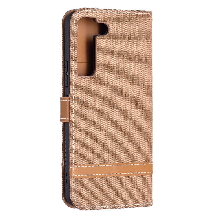 For Samsung Galaxy S22 5G Color Matching Denim Texture Leather Case with Holder & Card Slots & Wallet & Lanyard