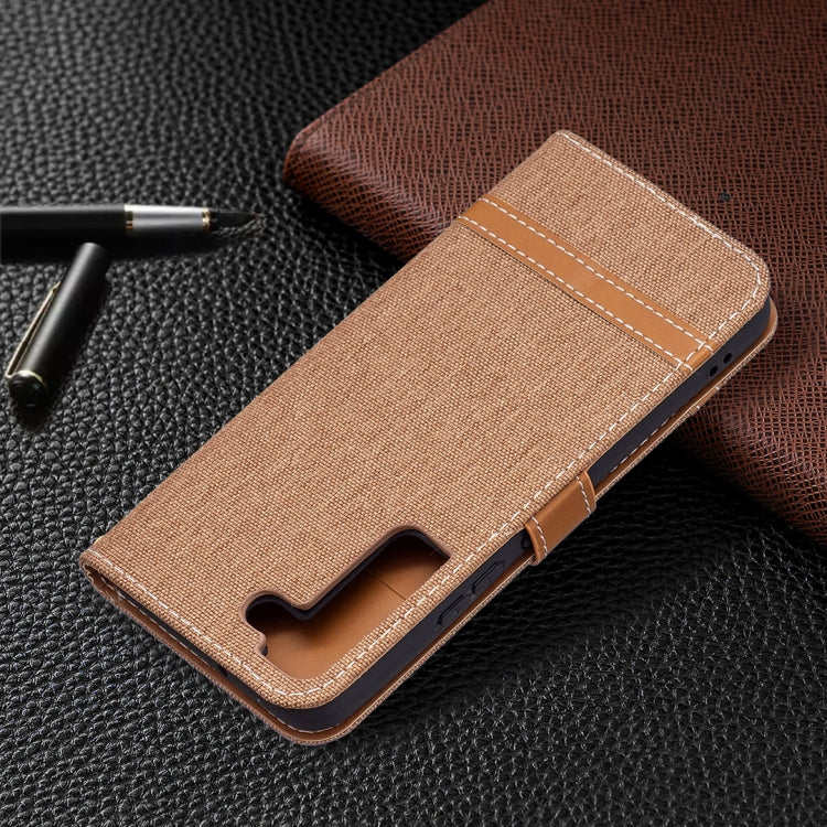 For Samsung Galaxy S22 5G Color Matching Denim Texture Leather Case with Holder & Card Slots & Wallet & Lanyard