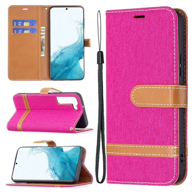 For Samsung Galaxy S22 5G Color Matching Denim Texture Leather Case with Holder & Card Slots & Wallet & Lanyard