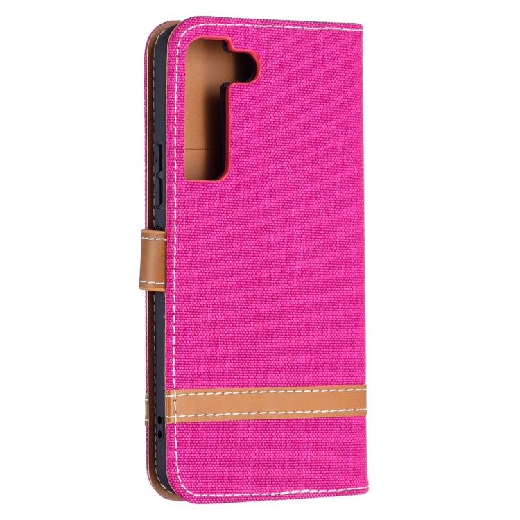 For Samsung Galaxy S22 5G Color Matching Denim Texture Leather Case with Holder & Card Slots & Wallet & Lanyard