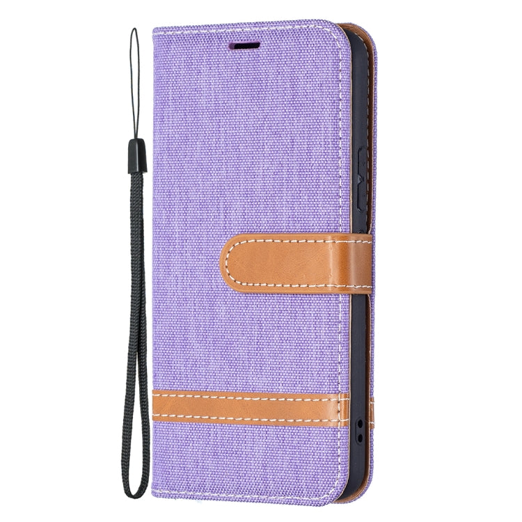 For Samsung Galaxy S22 5G Color Matching Denim Texture Leather Case with Holder & Card Slots & Wallet & Lanyard