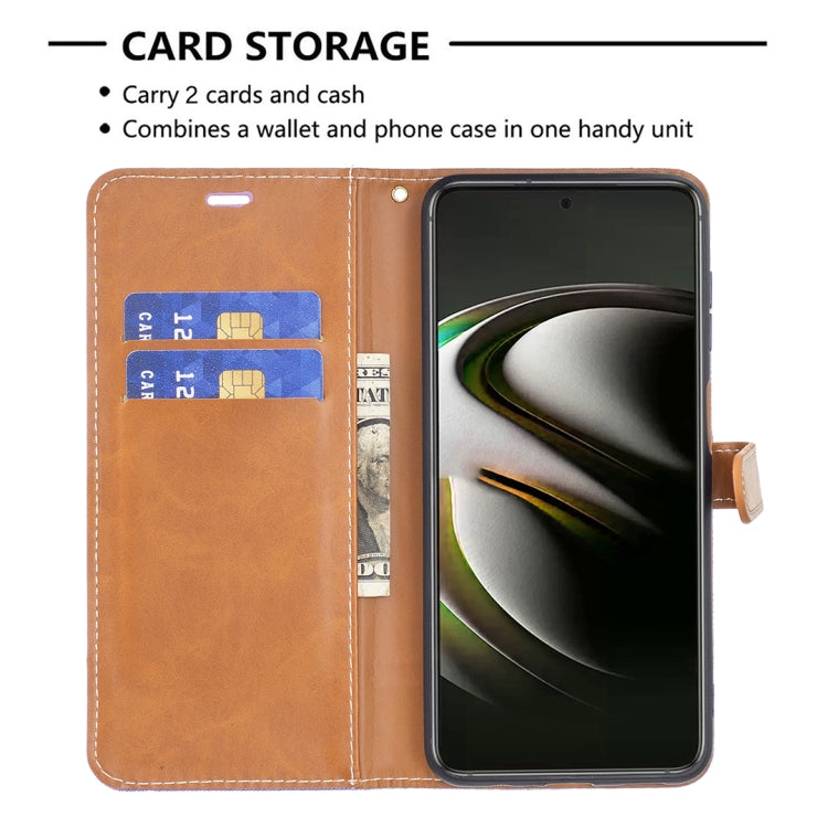For Samsung Galaxy S22 5G Color Matching Denim Texture Leather Case with Holder & Card Slots & Wallet & Lanyard