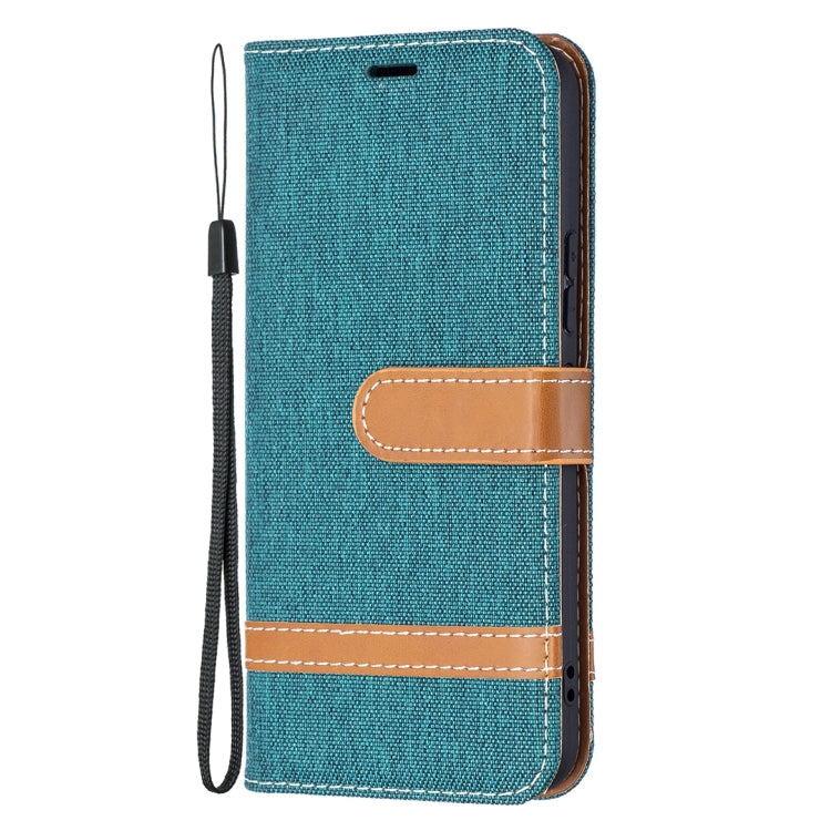 For Samsung Galaxy S22 5G Color Matching Denim Texture Leather Case with Holder & Card Slots & Wallet & Lanyard