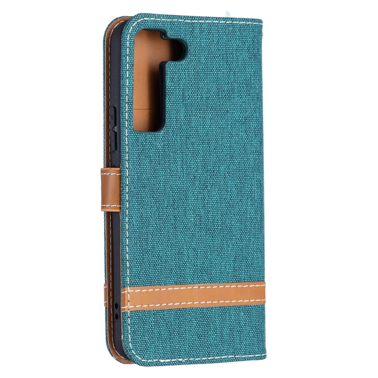 For Samsung Galaxy S22 5G Color Matching Denim Texture Leather Case with Holder & Card Slots & Wallet & Lanyard