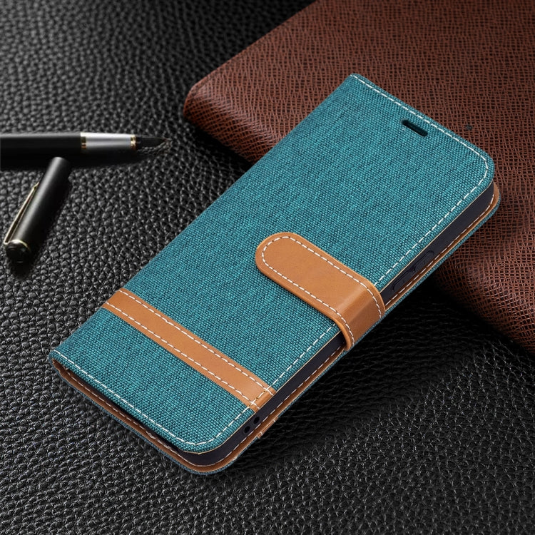 For Samsung Galaxy S22 5G Color Matching Denim Texture Leather Case with Holder & Card Slots & Wallet & Lanyard