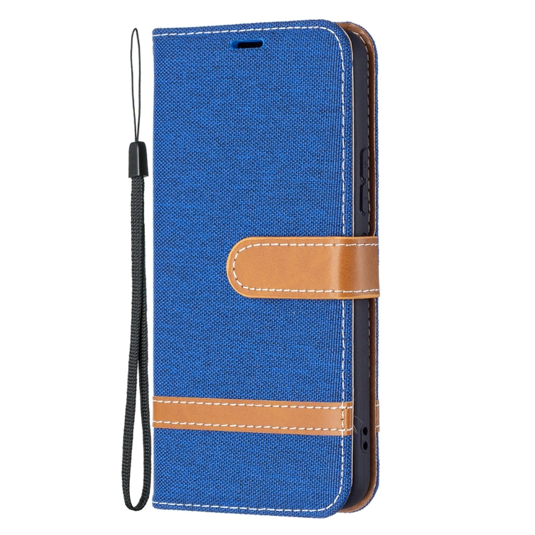 For Samsung Galaxy S22 5G Color Matching Denim Texture Leather Case with Holder & Card Slots & Wallet & Lanyard