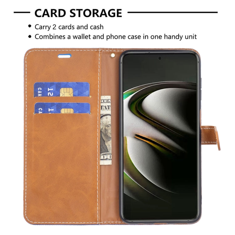 For Samsung Galaxy S22 5G Color Matching Denim Texture Leather Case with Holder & Card Slots & Wallet & Lanyard