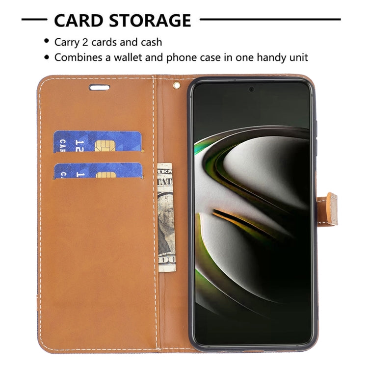 For Samsung Galaxy S22 5G Color Matching Denim Texture Leather Case with Holder & Card Slots & Wallet & Lanyard