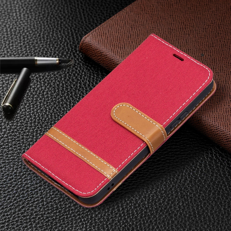 For Samsung Galaxy S22 5G Color Matching Denim Texture Leather Case with Holder & Card Slots & Wallet & Lanyard