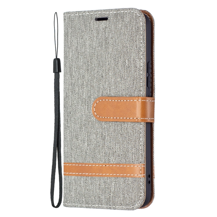 For Samsung Galaxy S22 5G Color Matching Denim Texture Leather Case with Holder & Card Slots & Wallet & Lanyard