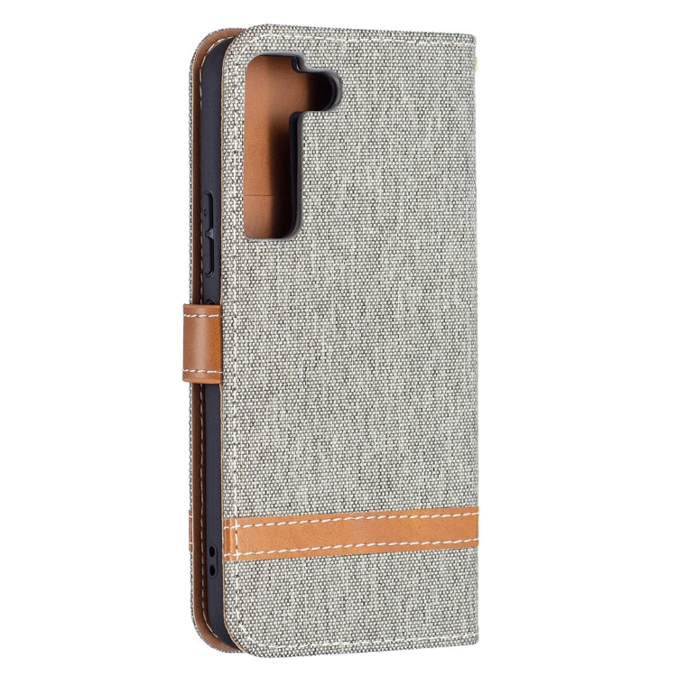 For Samsung Galaxy S22 5G Color Matching Denim Texture Leather Case with Holder & Card Slots & Wallet & Lanyard