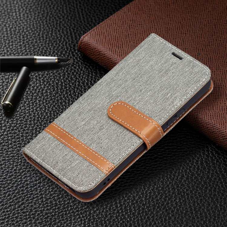 For Samsung Galaxy S22 5G Color Matching Denim Texture Leather Case with Holder & Card Slots & Wallet & Lanyard