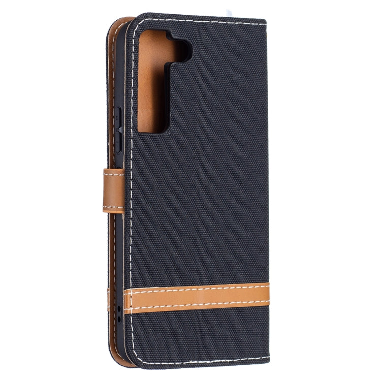 For Samsung Galaxy S22 5G Color Matching Denim Texture Leather Case with Holder & Card Slots & Wallet & Lanyard