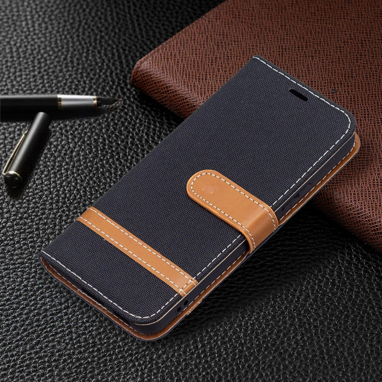 For Samsung Galaxy S22 5G Color Matching Denim Texture Leather Case with Holder & Card Slots & Wallet & Lanyard