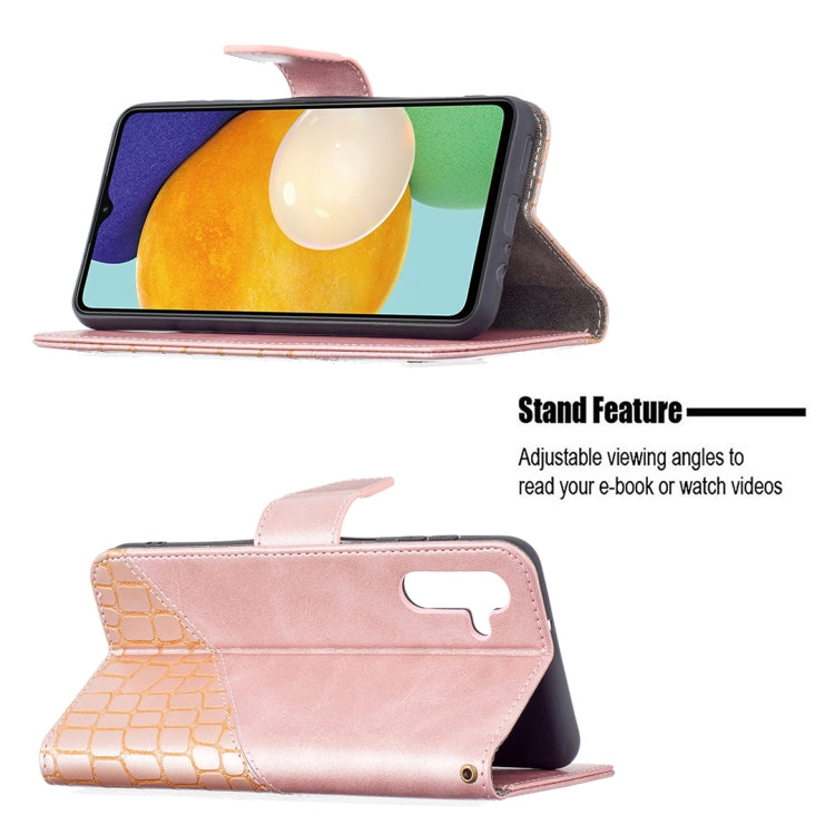 For Samsung Galaxy A13 5G Matching Color Crocodile Texture Leather Phone Case with Holder & Card Slots & Wallet
