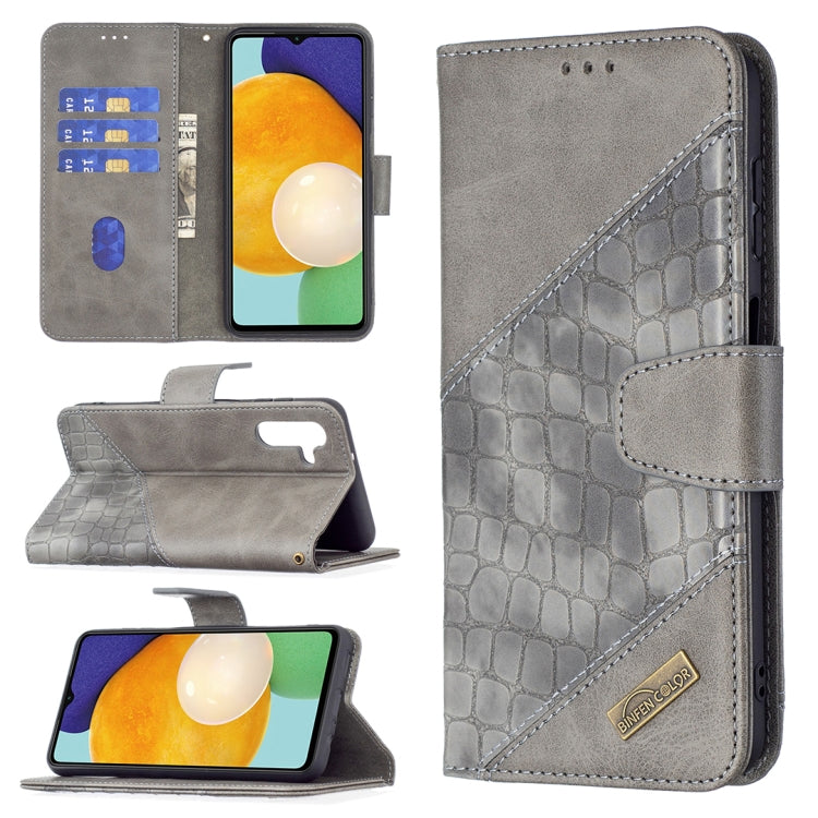 For Samsung Galaxy A13 5G Matching Color Crocodile Texture Leather Phone Case with Holder & Card Slots & Wallet