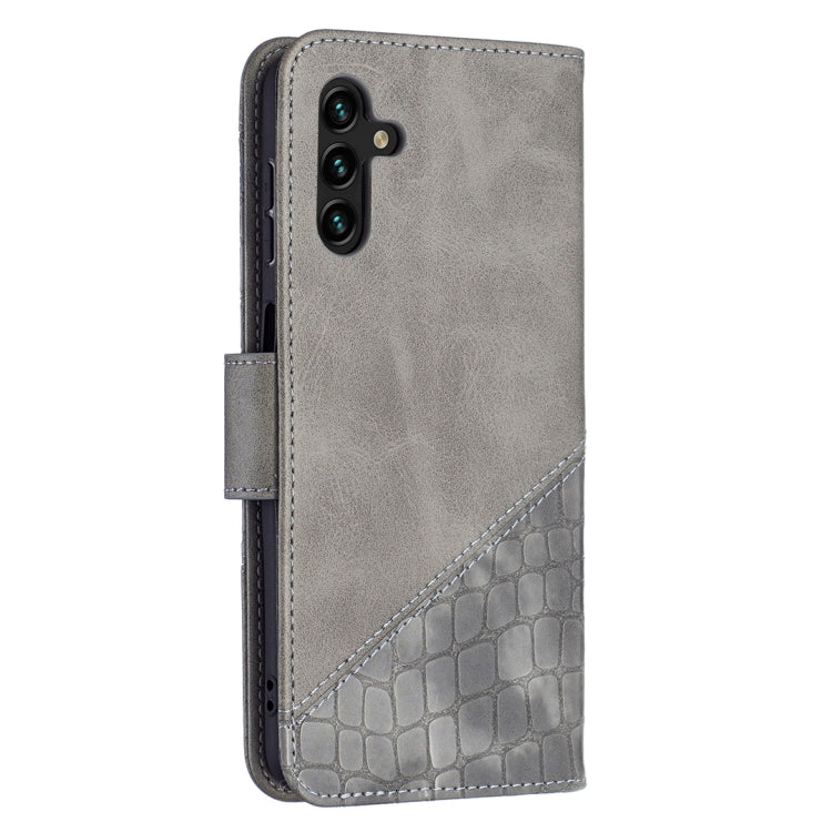 For Samsung Galaxy A13 5G Matching Color Crocodile Texture Leather Phone Case with Holder & Card Slots & Wallet