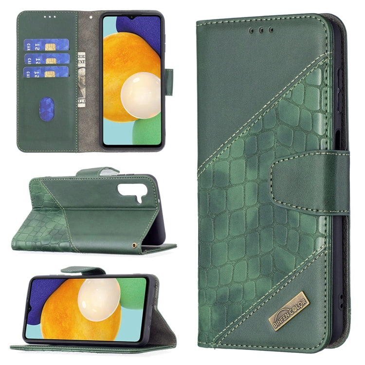 For Samsung Galaxy A13 5G Matching Color Crocodile Texture Leather Phone Case with Holder & Card Slots & Wallet