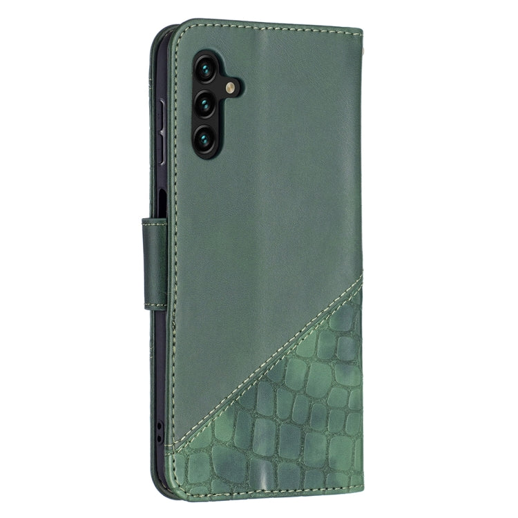 For Samsung Galaxy A13 5G Matching Color Crocodile Texture Leather Phone Case with Holder & Card Slots & Wallet