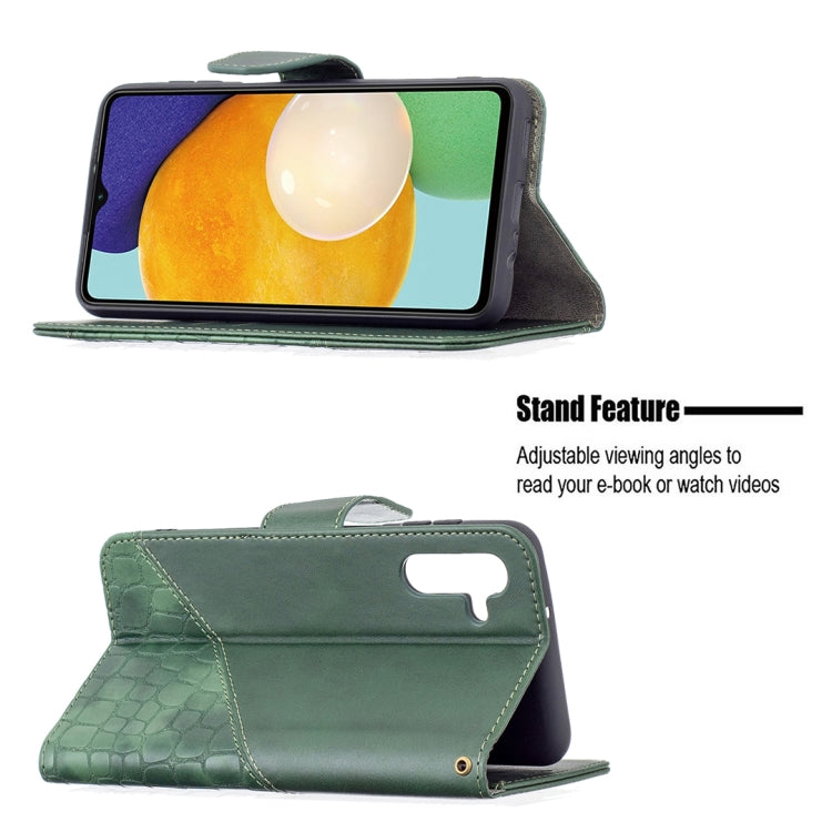 For Samsung Galaxy A13 5G Matching Color Crocodile Texture Leather Phone Case with Holder & Card Slots & Wallet