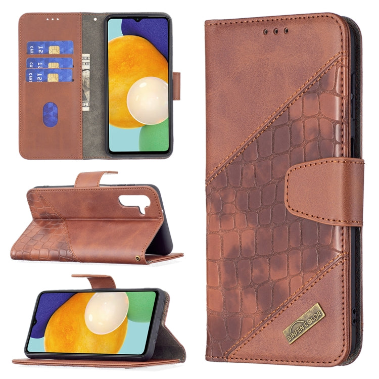For Samsung Galaxy A13 5G Matching Color Crocodile Texture Leather Phone Case with Holder & Card Slots & Wallet