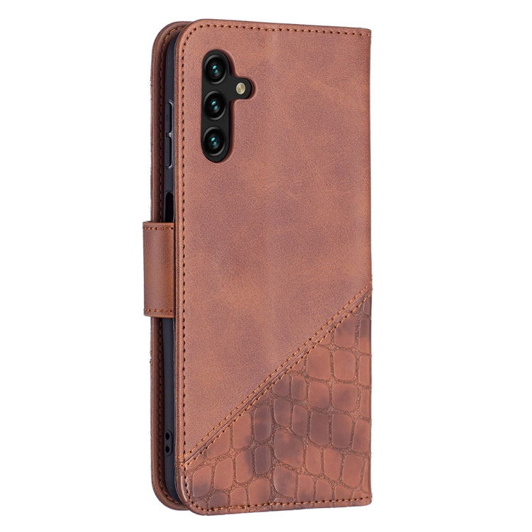 For Samsung Galaxy A13 5G Matching Color Crocodile Texture Leather Phone Case with Holder & Card Slots & Wallet