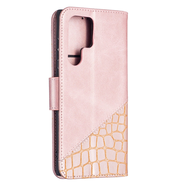 For Samsung Galaxy S22 Ultra 5G Matching Color Crocodile Texture Leather Phone Case with Holder & Card Slots & Wallet