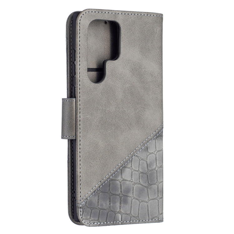 For Samsung Galaxy S22 Ultra 5G Matching Color Crocodile Texture Leather Phone Case with Holder & Card Slots & Wallet