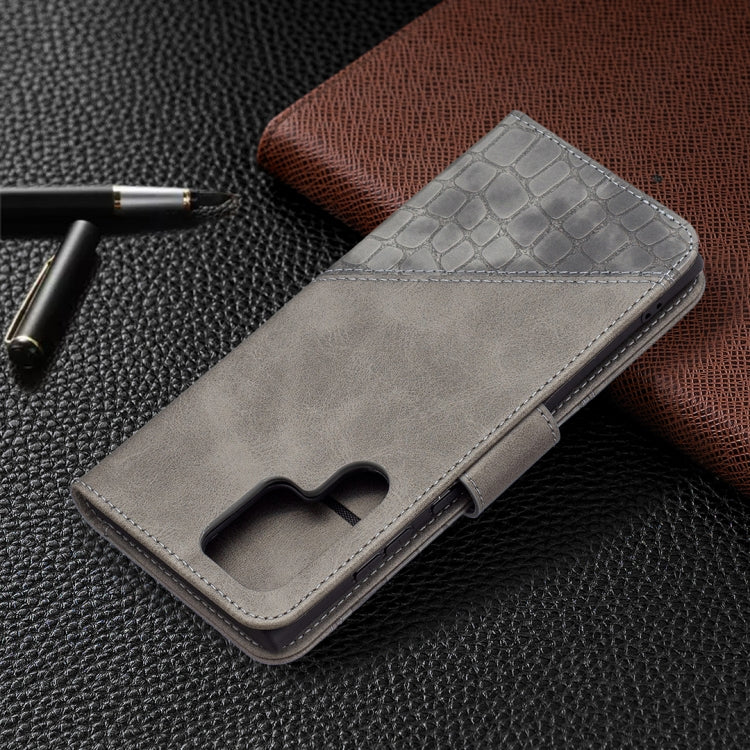 For Samsung Galaxy S22 Ultra 5G Matching Color Crocodile Texture Leather Phone Case with Holder & Card Slots & Wallet