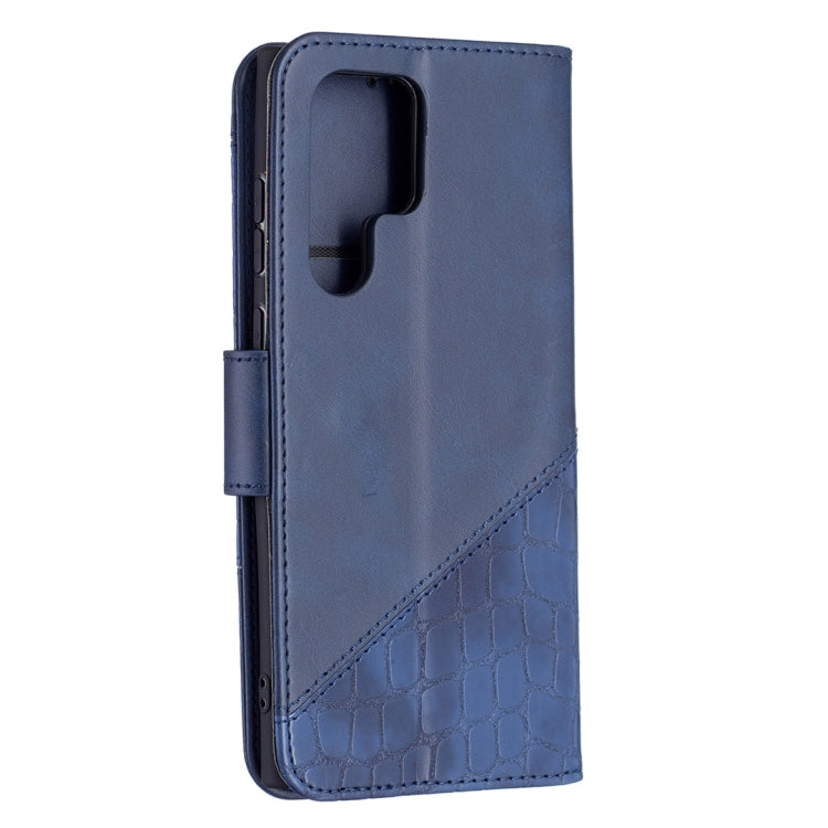 For Samsung Galaxy S22 Ultra 5G Matching Color Crocodile Texture Leather Phone Case with Holder & Card Slots & Wallet